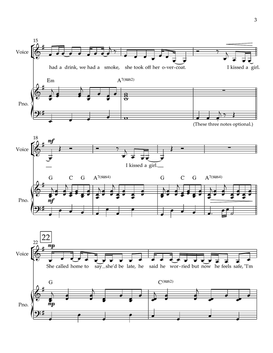I Kissed A Girl I Kissed A Girl Piano, Vocal scores gallery preview page 3