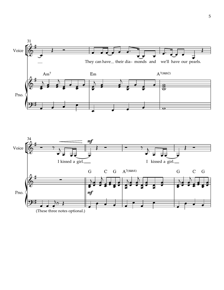 I Kissed A Girl I Kissed A Girl Piano, Vocal scores gallery preview page 5