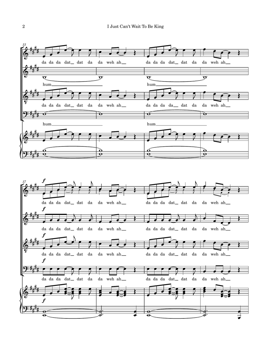 I Just Can't Wait To Be King 4-Part scores gallery preview page 2