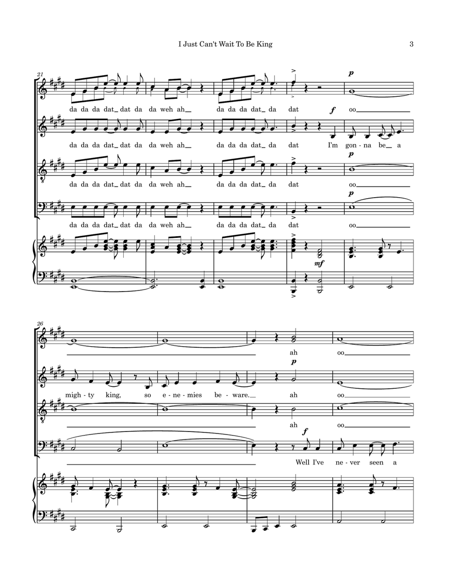 I Just Can't Wait To Be King 4-Part scores gallery preview page 3