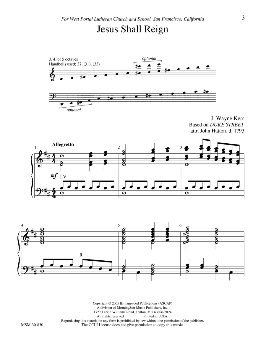 Jesus Shall Reign Jesus Shall Reign 5-Octaves scores gallery preview page 3