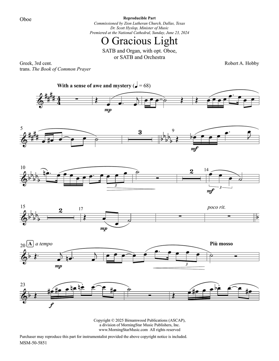 O Gracious Light (Downloadable Oboe Part) Choir scores gallery preview page 2