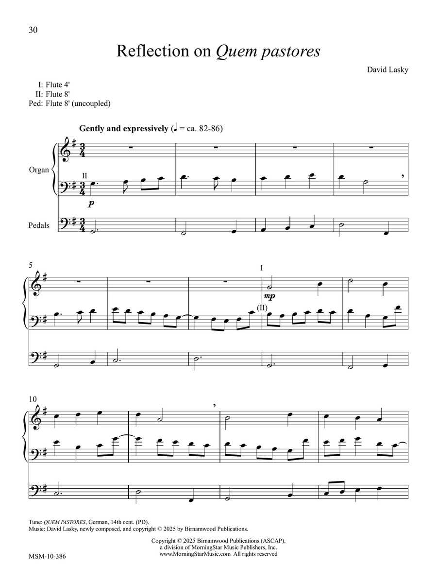 Reflection on Quem pastores Organ scores gallery preview page 1