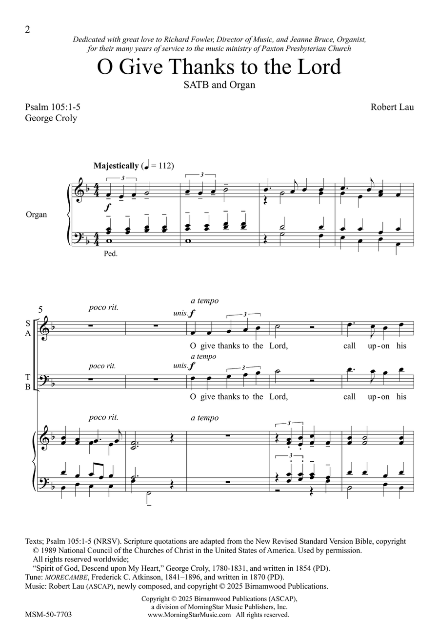 O Give Thanks to the Lord 4-Part scores gallery preview page 2
