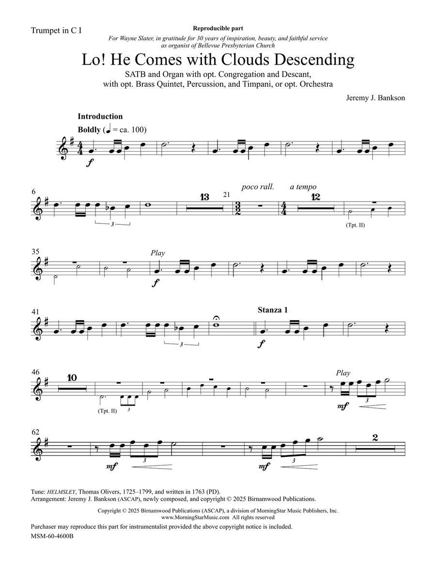 Lo! He Comes with Clouds Descending (Downloadable Brass Parts) Choir scores gallery preview page 2