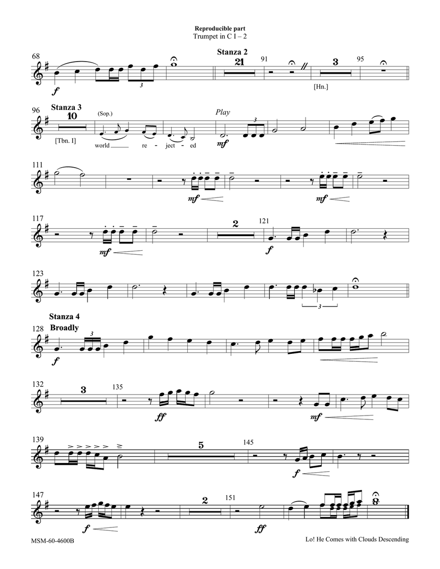 Lo! He Comes with Clouds Descending (Downloadable Brass Parts) Choir scores gallery preview page 3