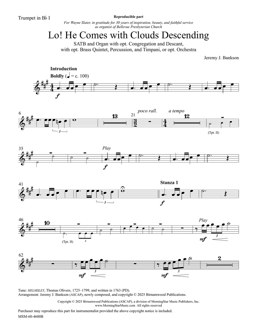 Lo! He Comes with Clouds Descending (Downloadable Brass Parts) Choir scores gallery preview page 4