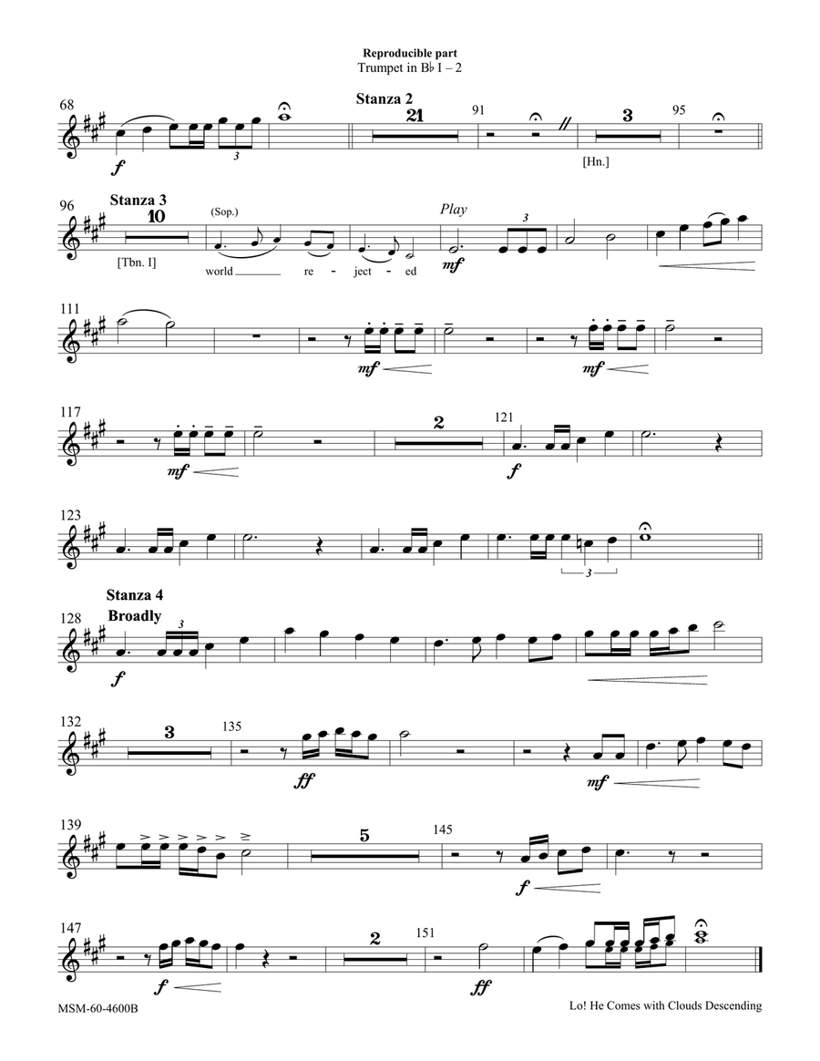 Lo! He Comes with Clouds Descending (Downloadable Brass Parts) Choir scores gallery preview page 5