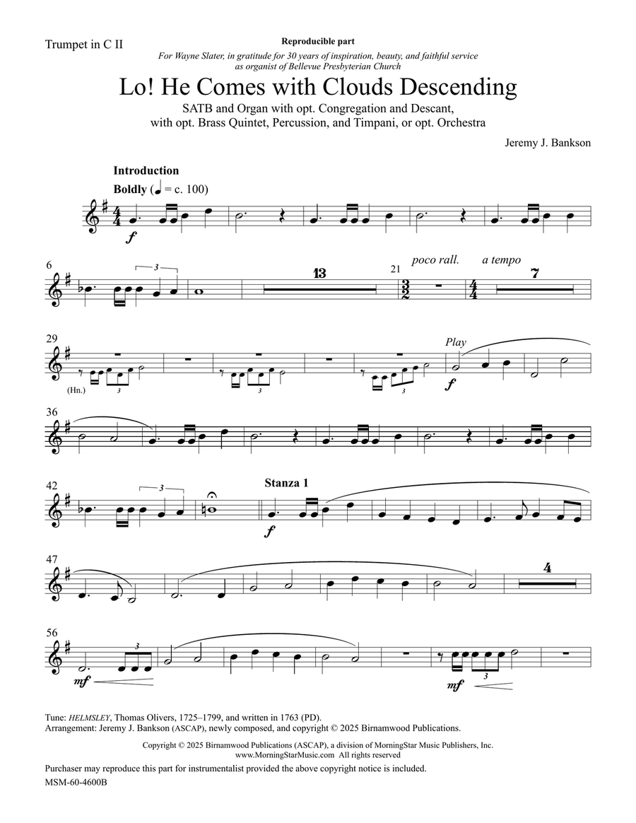 Lo! He Comes with Clouds Descending (Downloadable Brass Parts) Choir scores gallery preview page 6