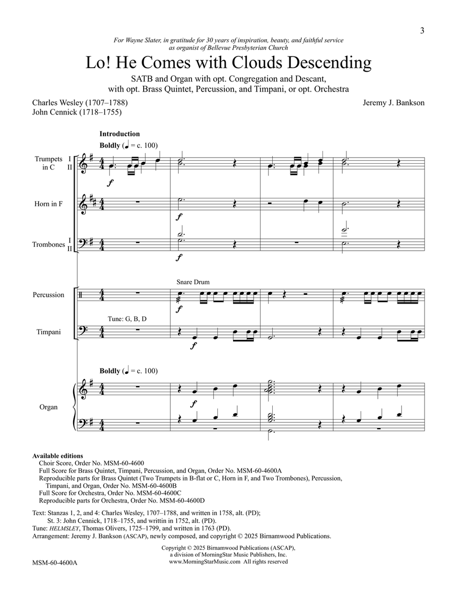 Lo! He Comes with Clouds Descending (Downloadable Brass Full Score) Choir scores gallery preview page 5