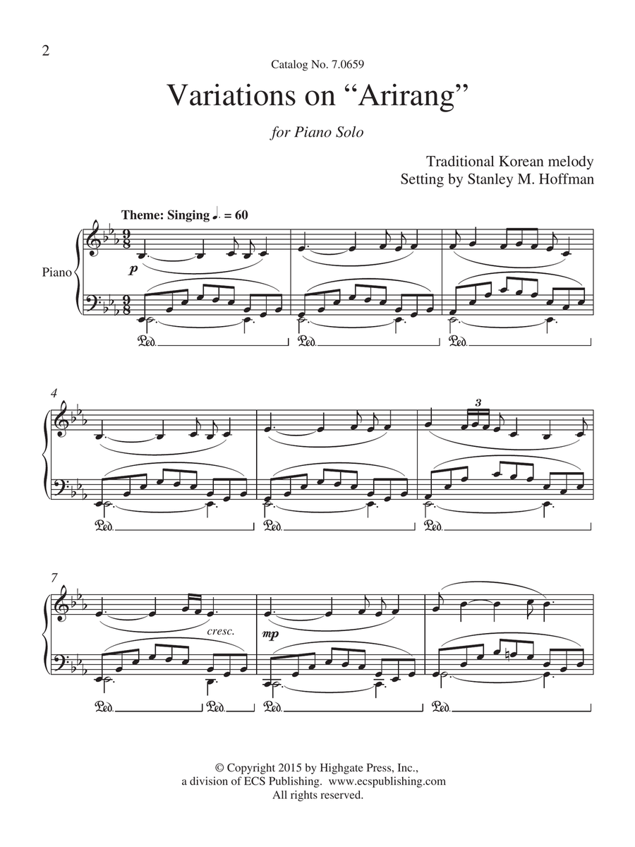 Variations on Arirang Variations on Arirang Piano Solo scores gallery preview page 2