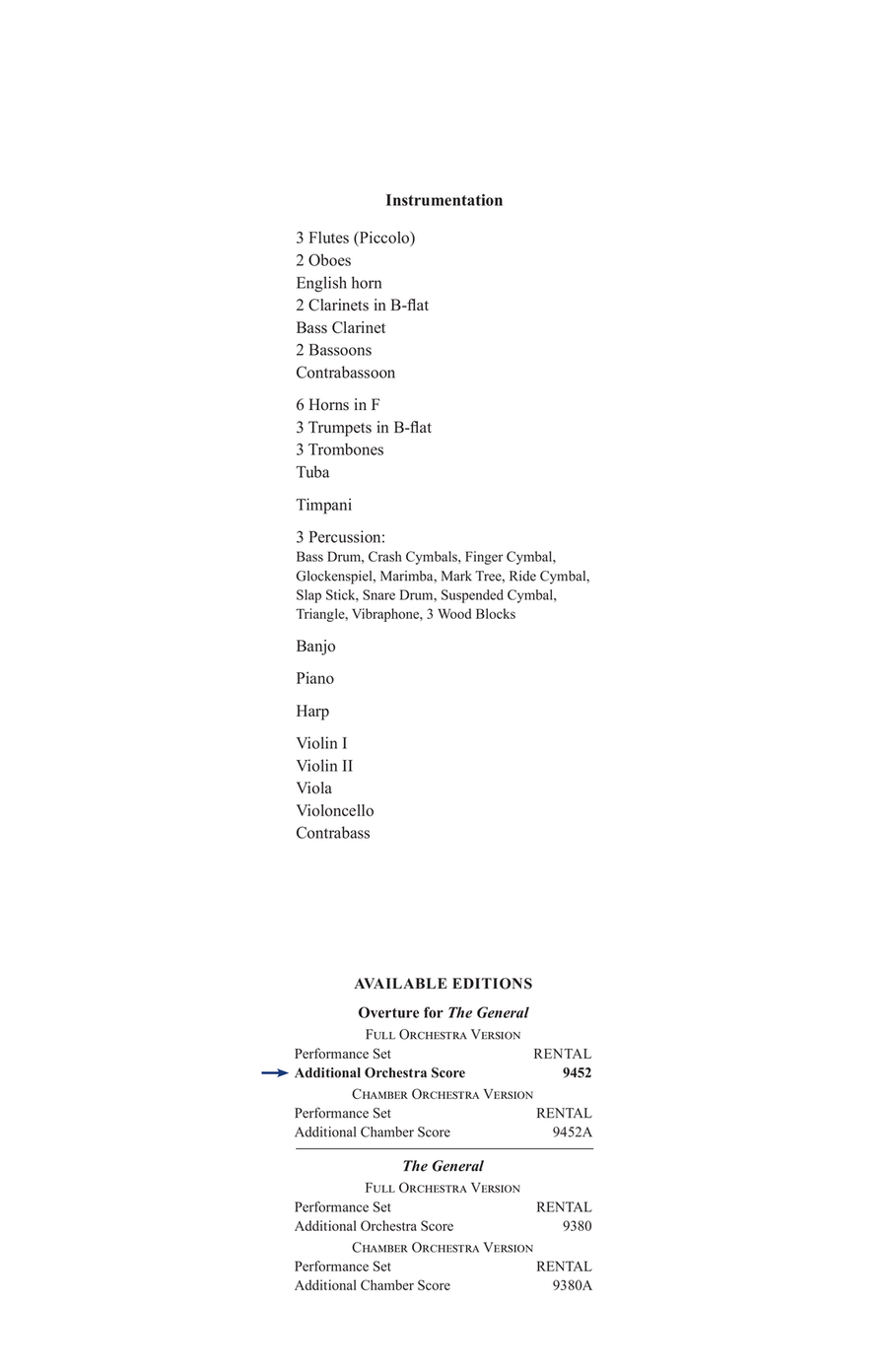 Overture for The General (Downloadable Additional Full Orchestra Score) Chamber Orchestra scores gallery preview page 4