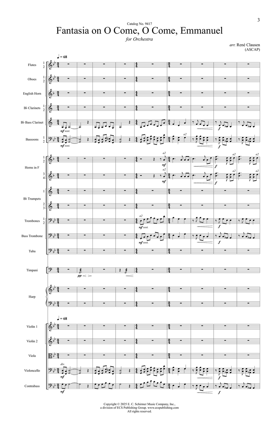 Fantasia on O Come, O Come, Emmanuel (Downloadable Additional Orchestra Score) Orchestra scores gallery preview page 5