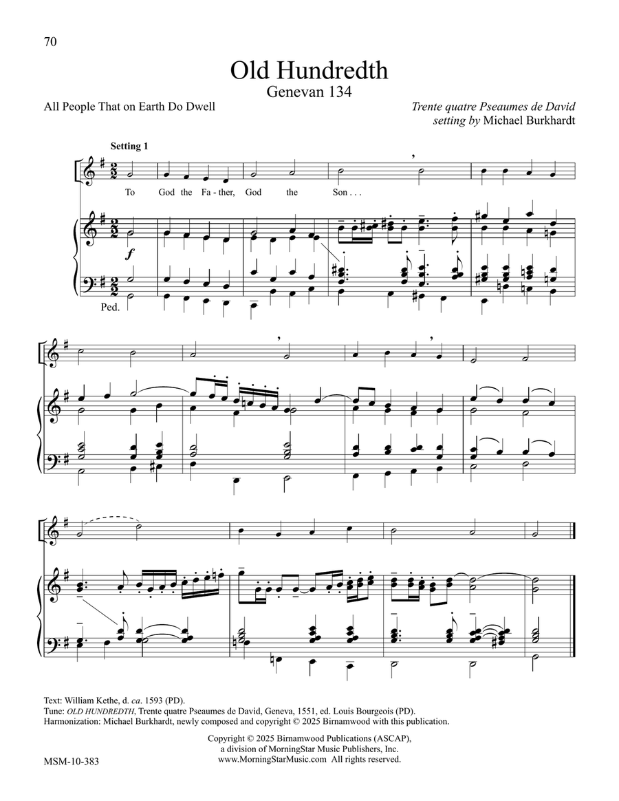 Old Hundredth (Genevan 134) Organ scores gallery preview page 1