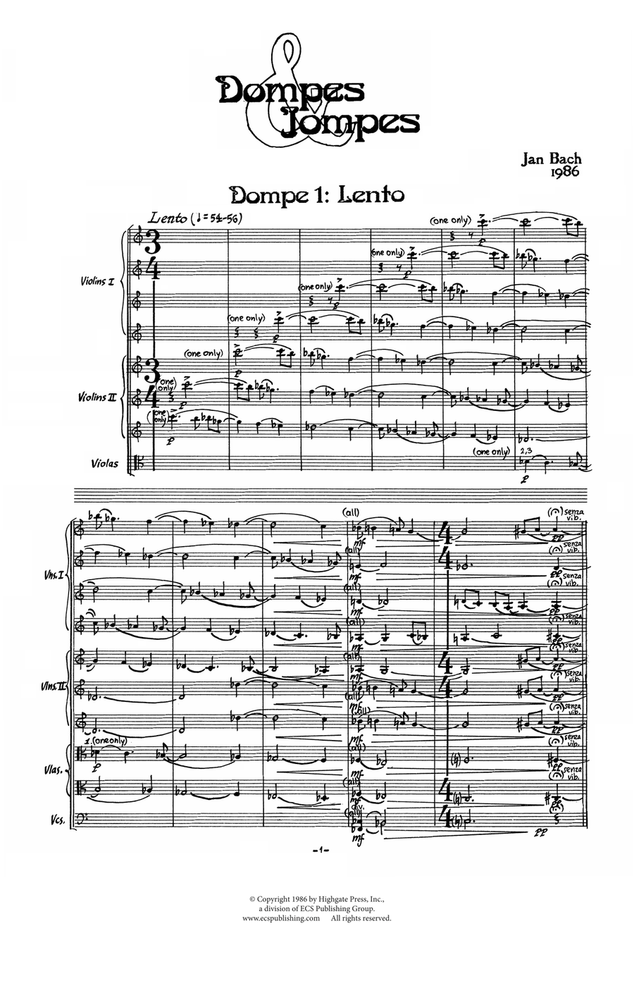 Dompes and Jompes (Downloadable Additional Full Score) String Orchestra scores gallery preview page 1
