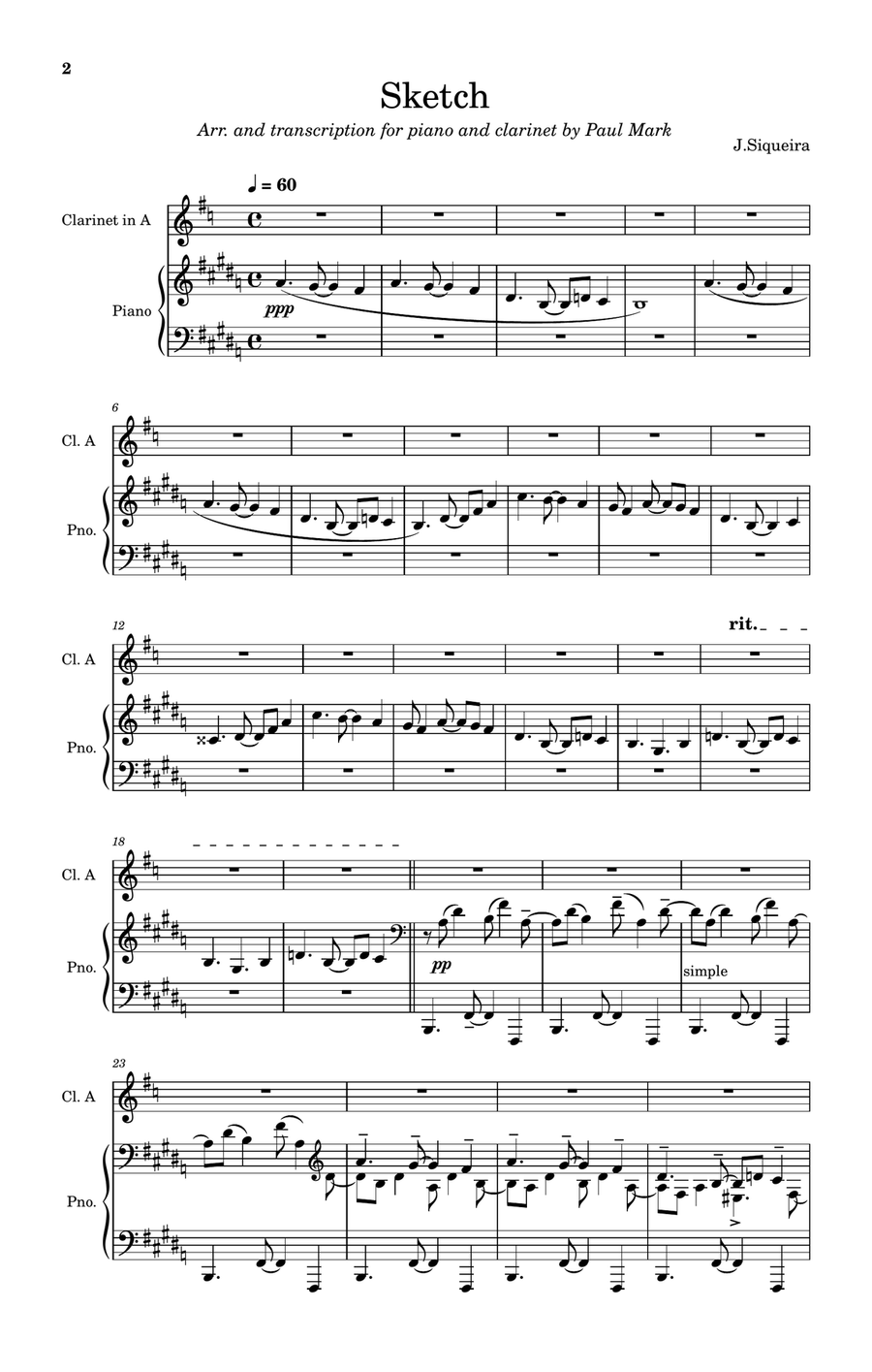 Sketch (Napev) B-Flat Clarinet scores gallery preview page 2