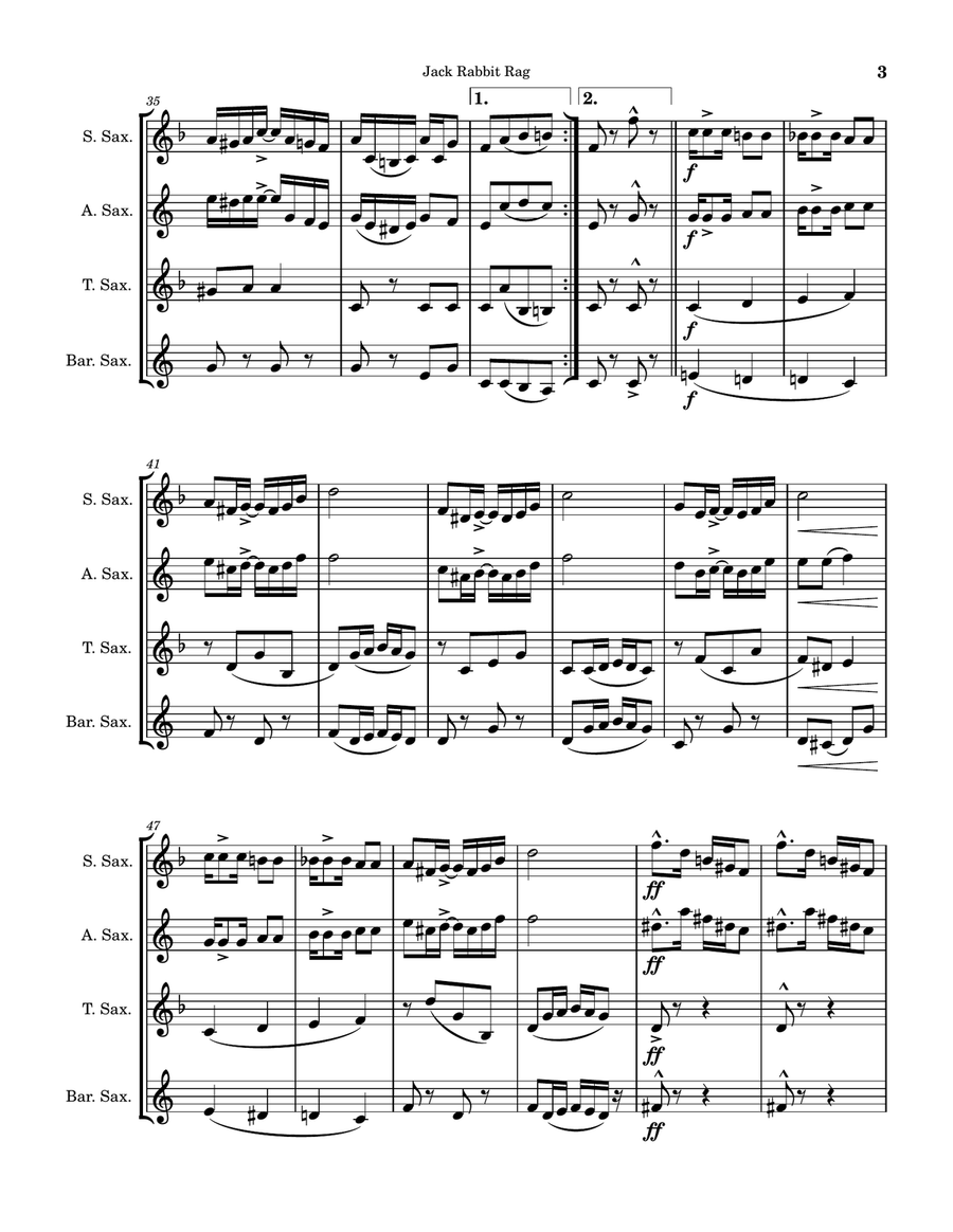 Jack Rabbit Rag Jack Rabbit Rag Saxophone Quartet scores gallery preview page 3
