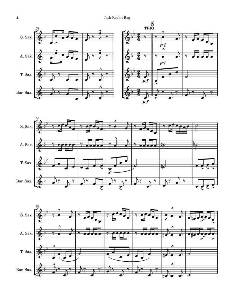 Jack Rabbit Rag Jack Rabbit Rag Saxophone Quartet scores gallery preview page 4
