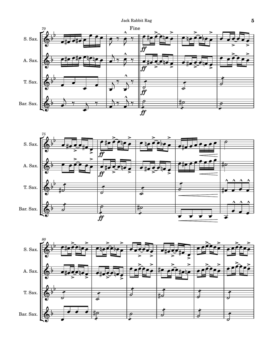 Jack Rabbit Rag Jack Rabbit Rag Saxophone Quartet scores gallery preview page 5