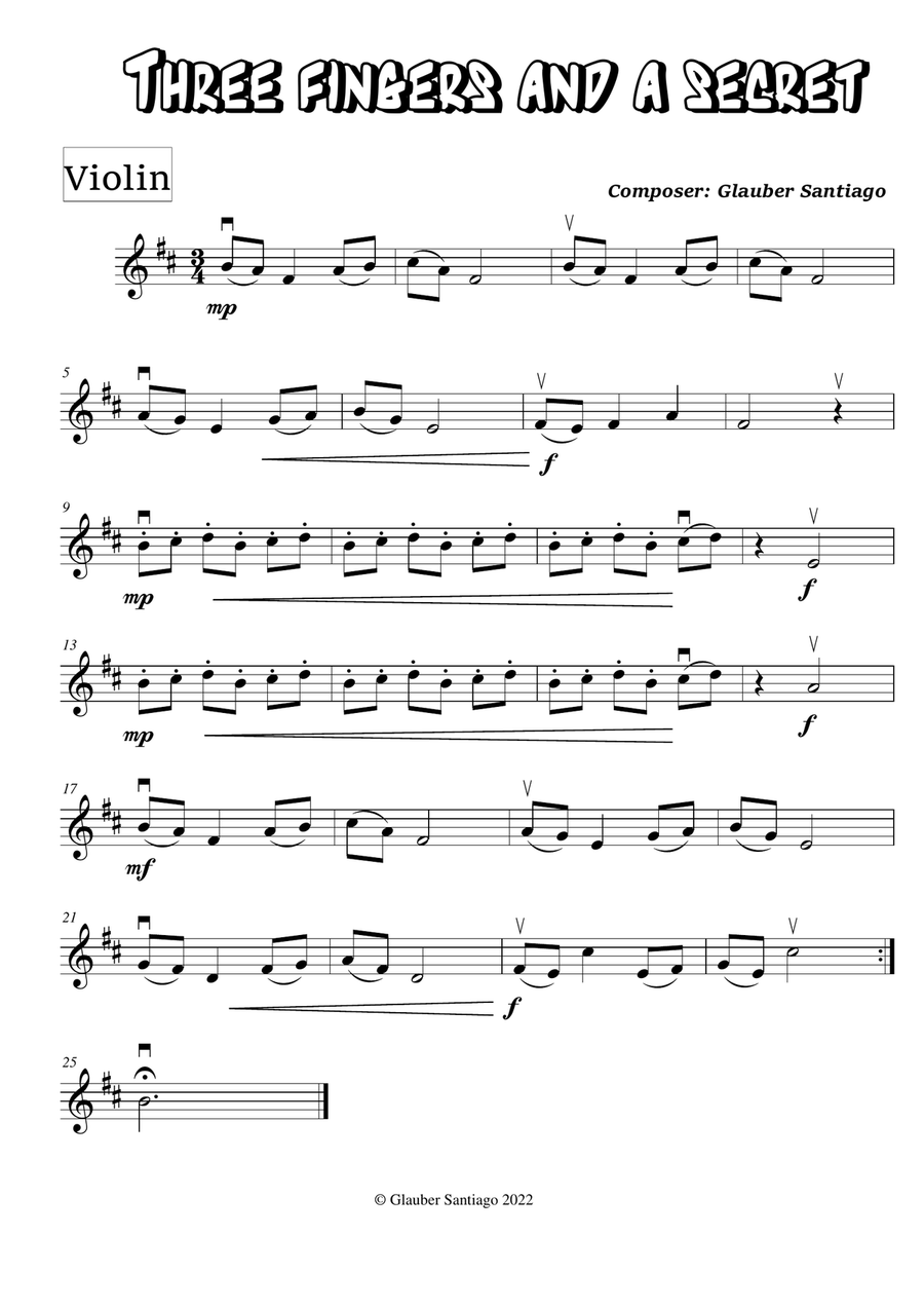 Three fingers and a secret String Quartet scores gallery preview page 1