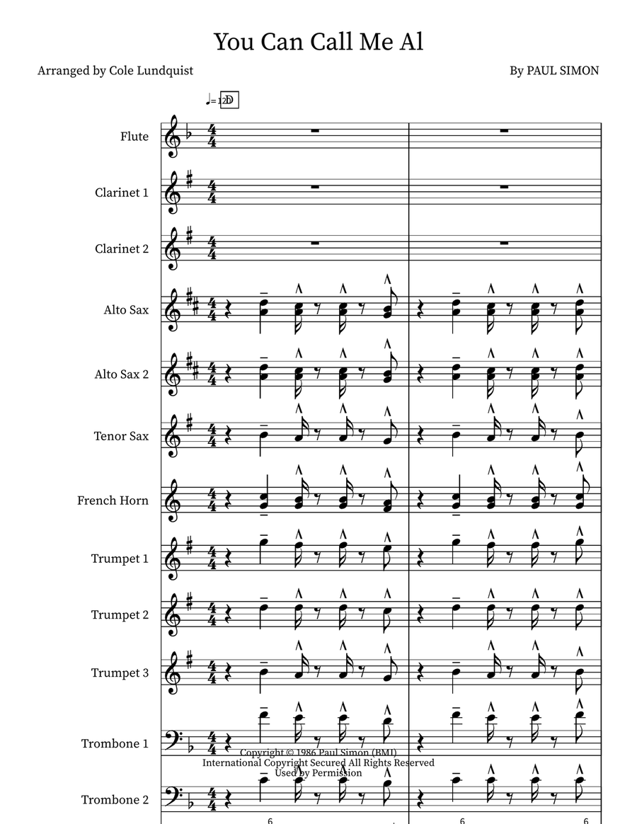 You Can Call Me Al You Can Call Me Al Marching Band scores gallery preview page 1