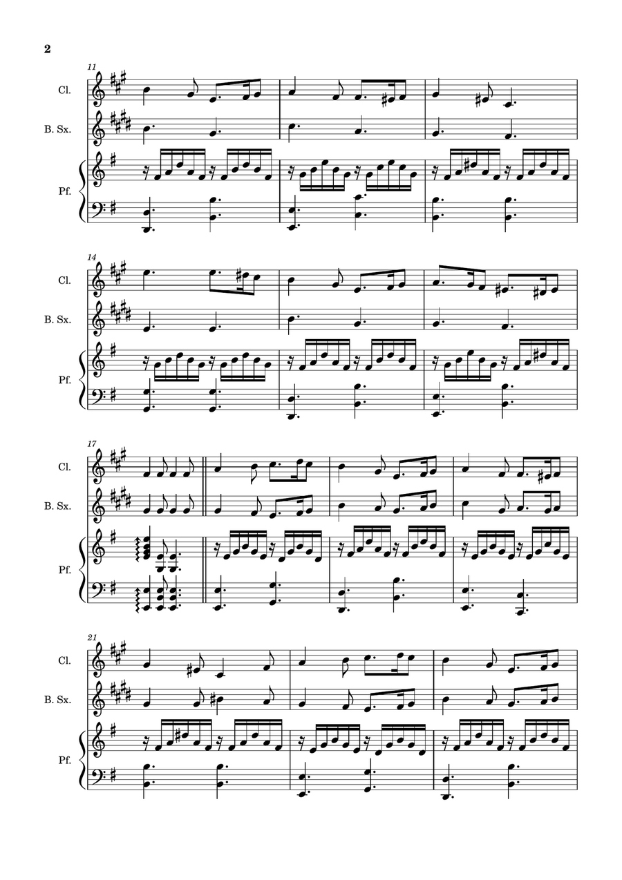 Greensleeves - Clarinet, B. Sax. and Piano. Score and Parts. Small Ensemble scores gallery preview page 2