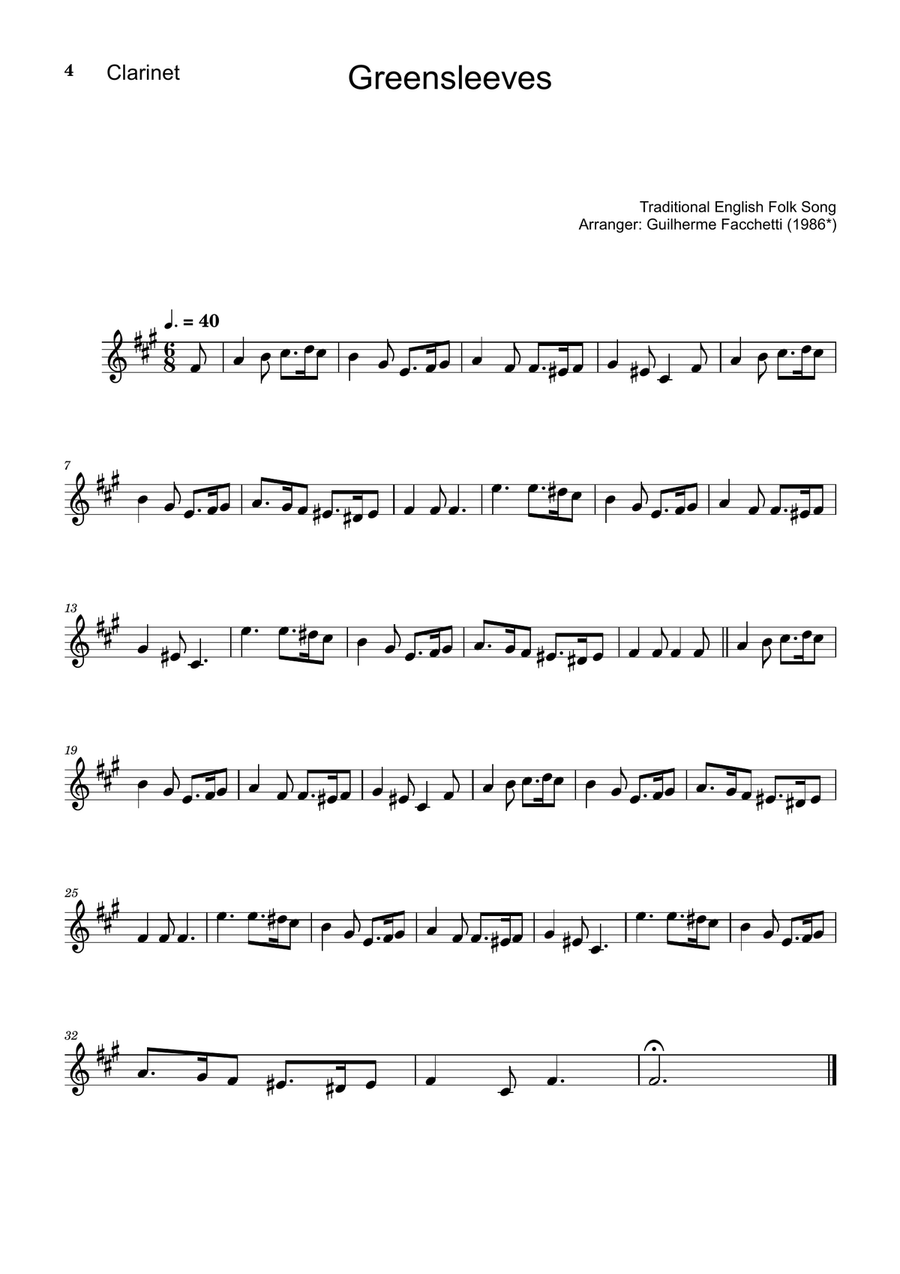 Greensleeves - Clarinet, B. Sax. and Piano. Score and Parts. Small Ensemble scores gallery preview page 4