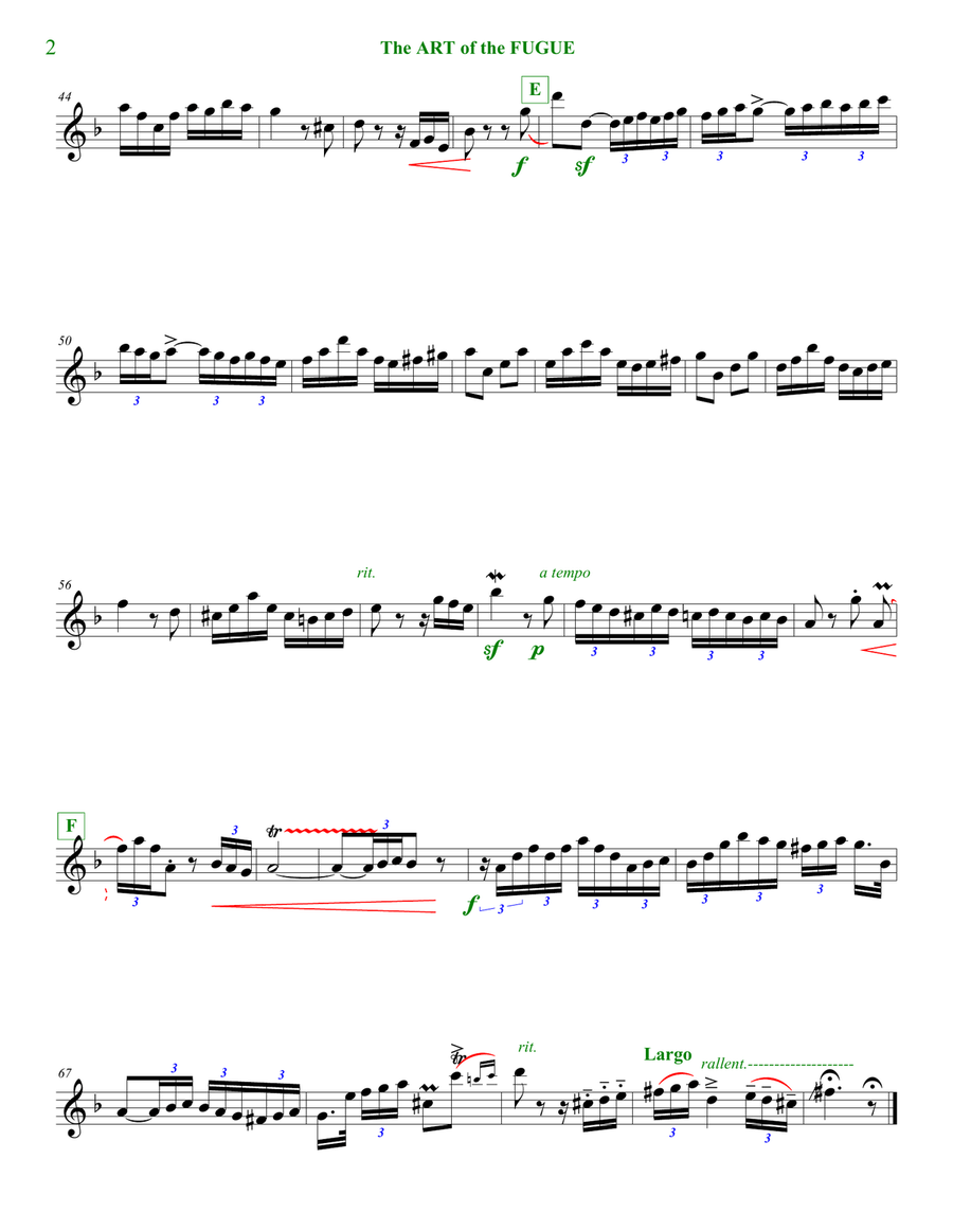 The Art of the Fugue: Fugue Two Brass Ensemble scores gallery preview page 2