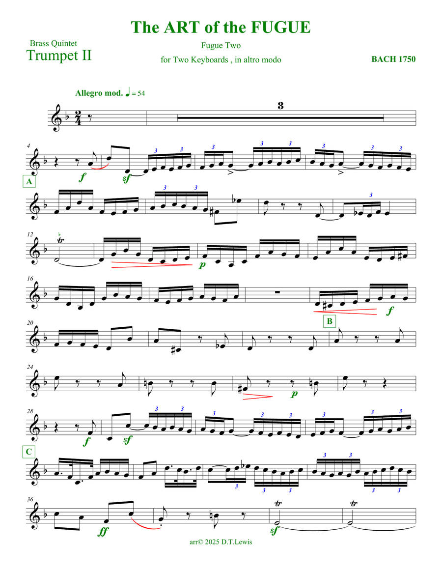 The Art of the Fugue: Fugue Two Brass Ensemble scores gallery preview page 4