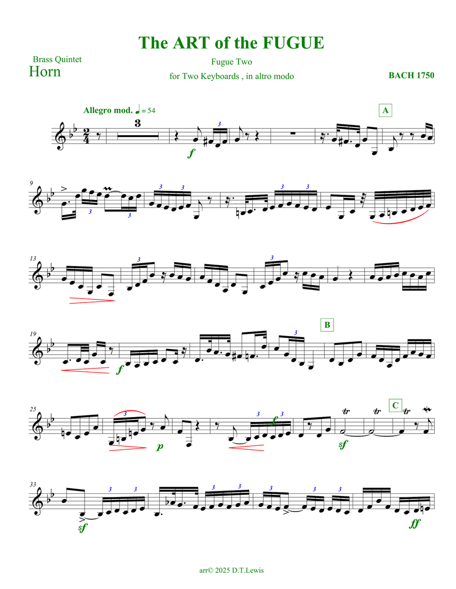 The Art of the Fugue: Fugue Two Brass Ensemble scores gallery preview page 6