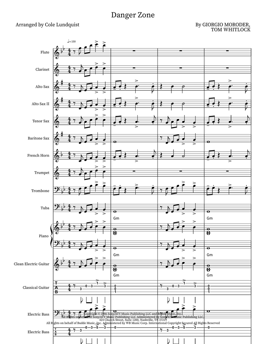 Danger Zone Danger Zone Marching Band scores gallery preview page 1