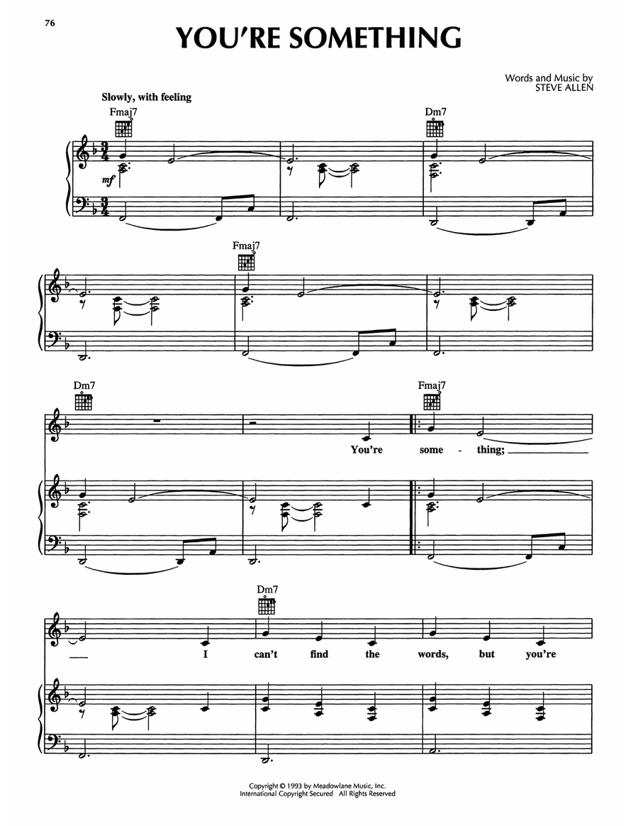 You're Something You're Something Piano, Vocal, Guitar scores gallery preview page 1