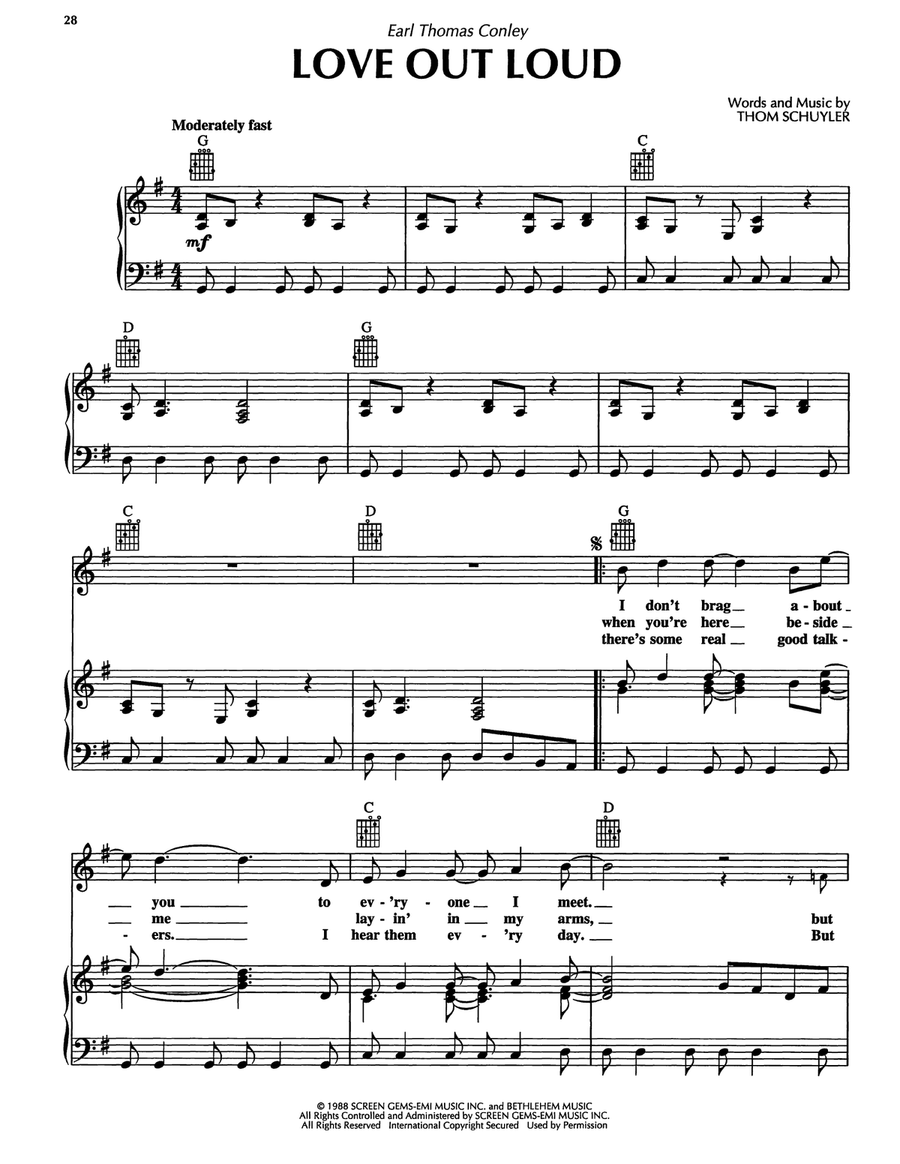 Love Out Loud Love Out Loud Piano, Vocal, Guitar scores gallery preview page 1