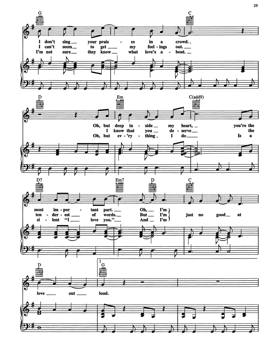 Love Out Loud Love Out Loud Piano, Vocal, Guitar scores gallery preview page 2