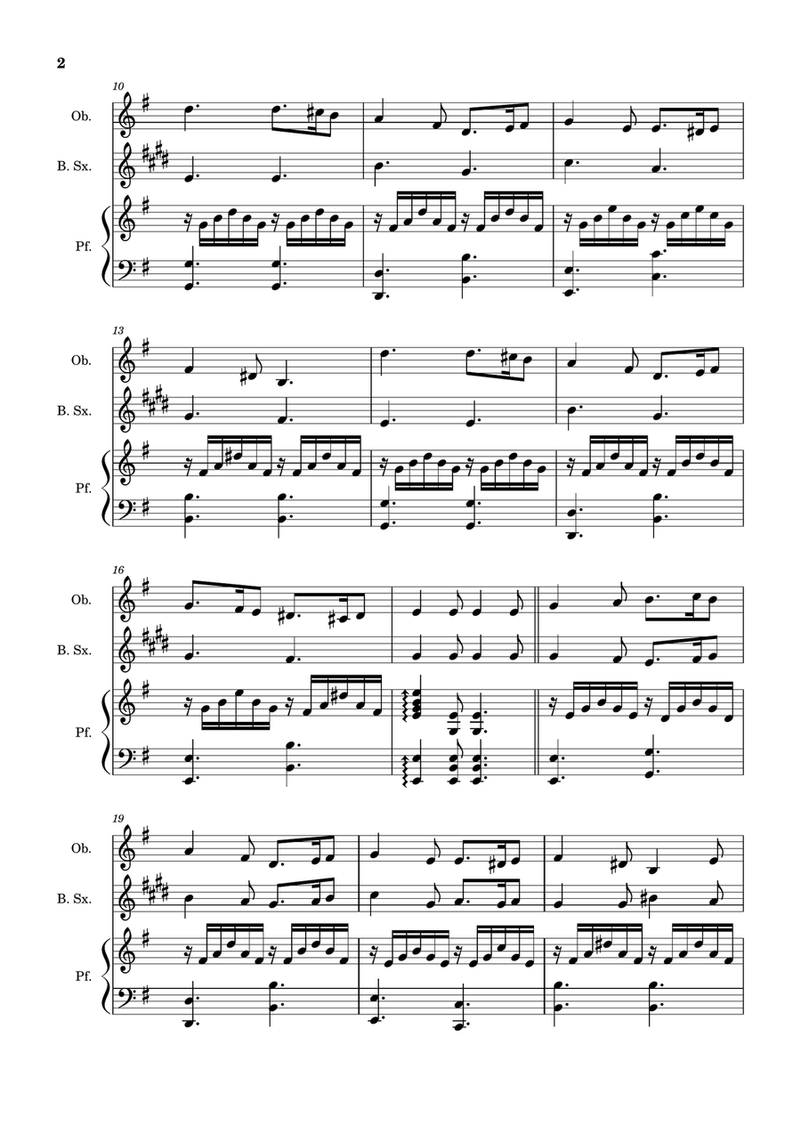 Greensleeves - Oboe, B. Sax. and Piano. Score and Parts. Small Ensemble scores gallery preview page 2