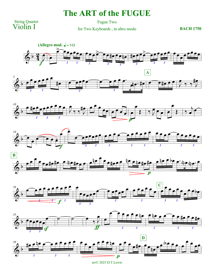 The Art of the Fugue: Fugue Two Woodwind Quintet scores gallery preview page 1