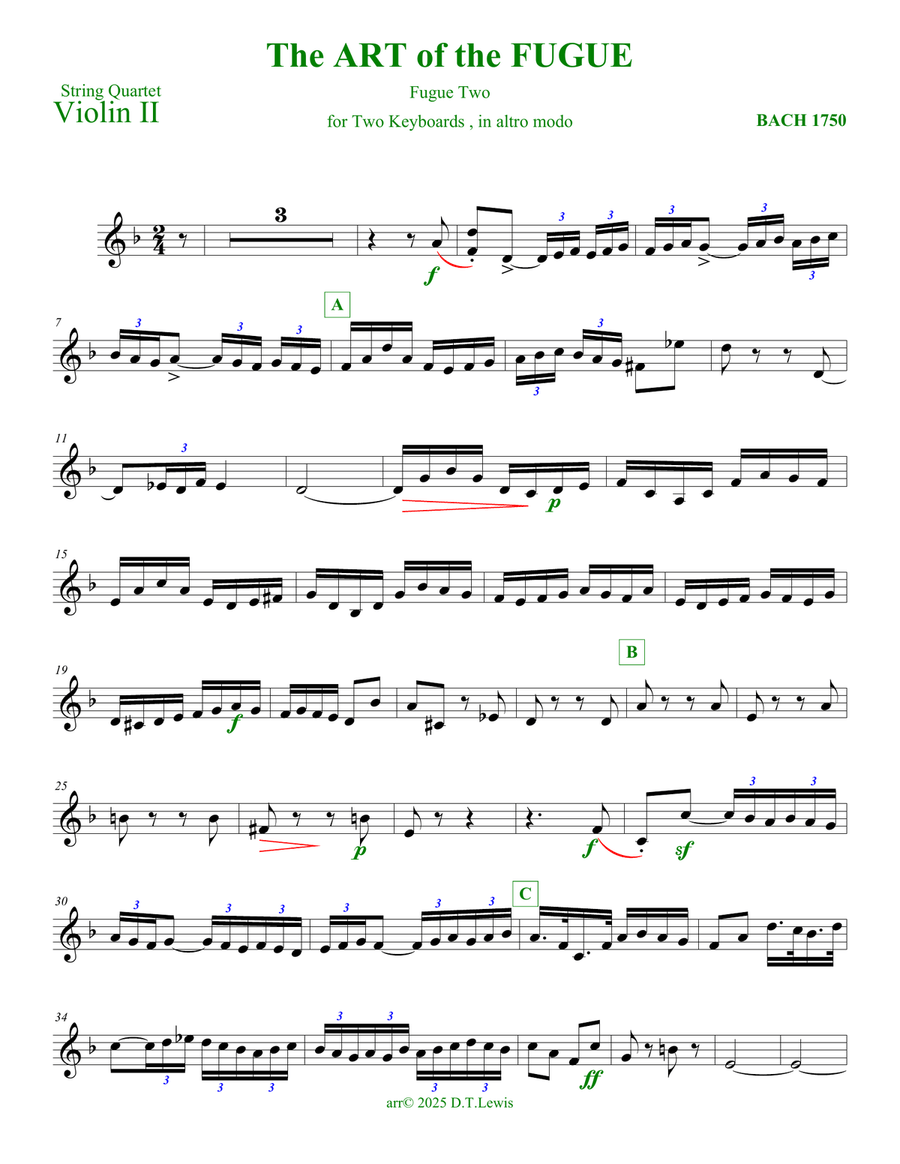 The Art of the Fugue: Fugue Two Woodwind Quintet scores gallery preview page 3