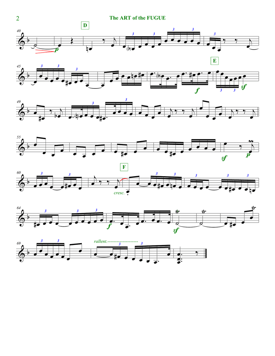 The Art of the Fugue: Fugue Two Woodwind Quintet scores gallery preview page 4