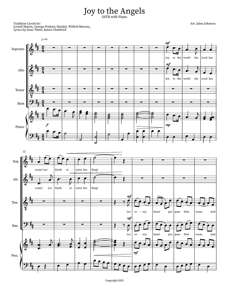 Joy to the Angels (SATB) Joy to the Angels (SATB) Divisi scores gallery preview page 1