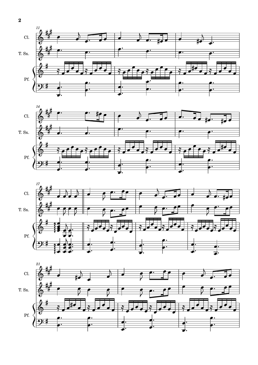 Greensleeves - Clarinet, T. Sax. and Piano. Score and Parts. Small Ensemble scores gallery preview page 2