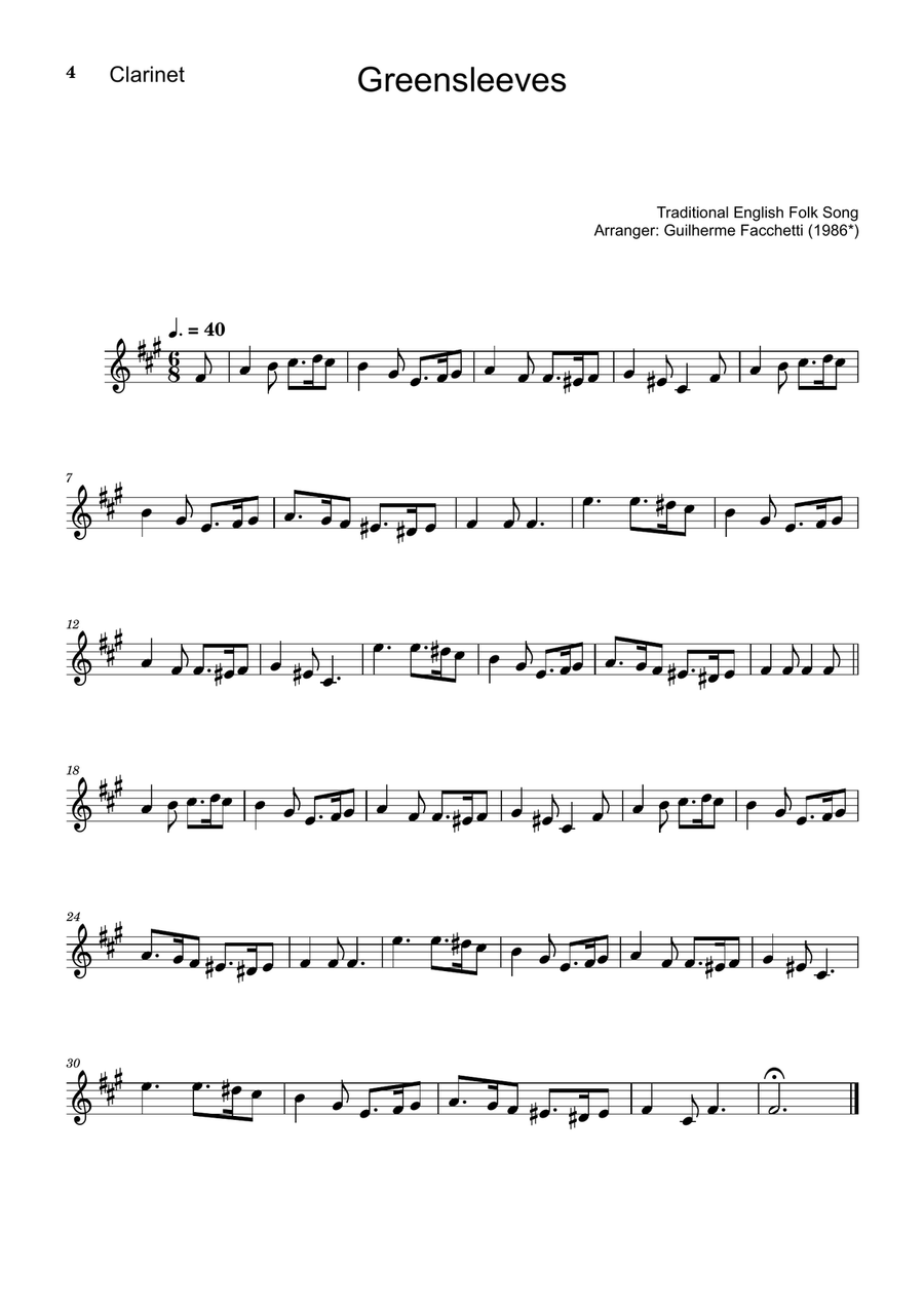 Greensleeves - Clarinet, T. Sax. and Piano. Score and Parts. Small Ensemble scores gallery preview page 4