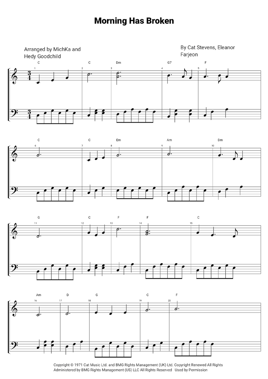 Morning Has Broken Morning Has Broken Piano Solo scores gallery preview page 1