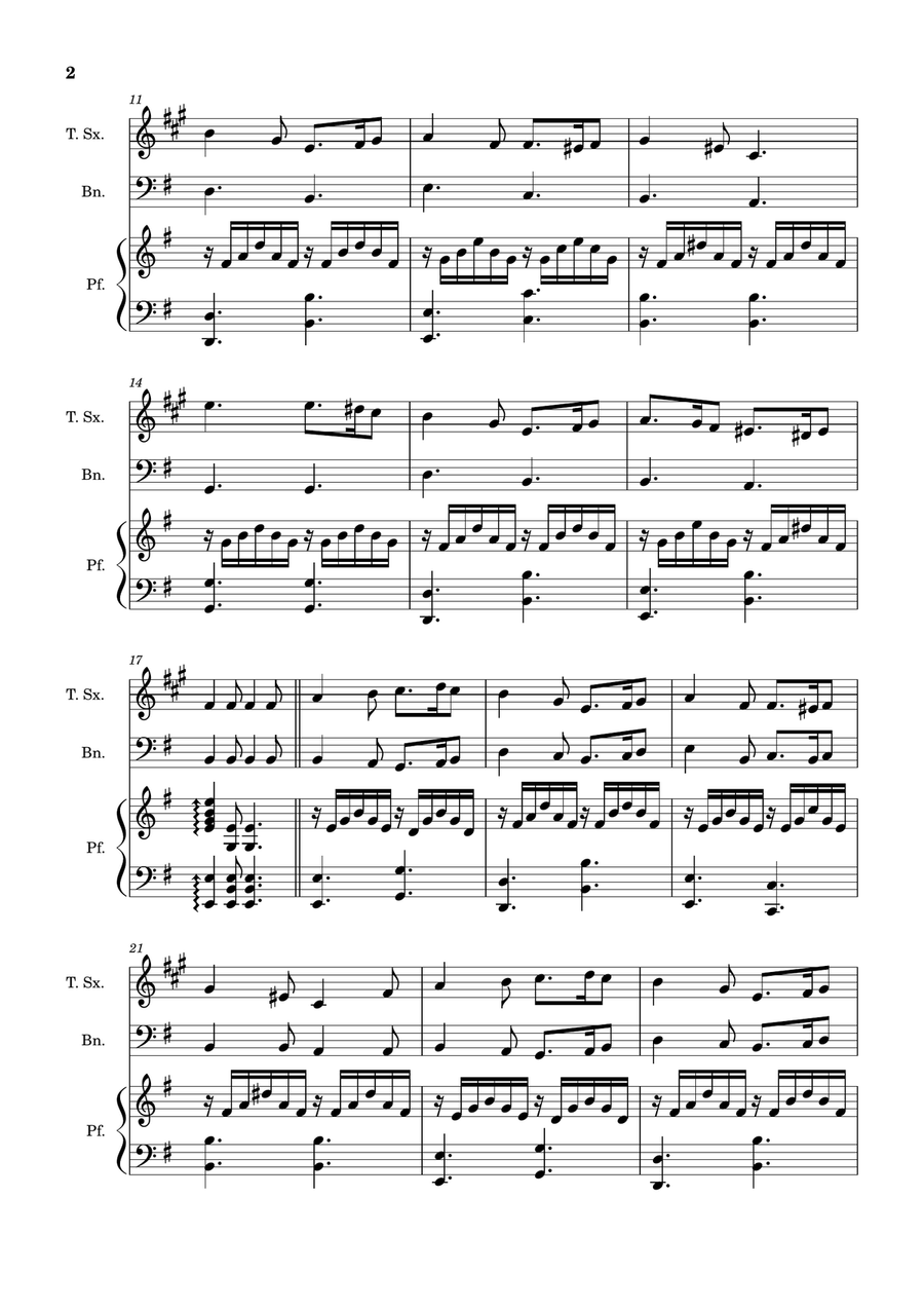 Greensleeves - T. Sax., Bassoon and Piano. Score and Parts. Small Ensemble scores gallery preview page 2