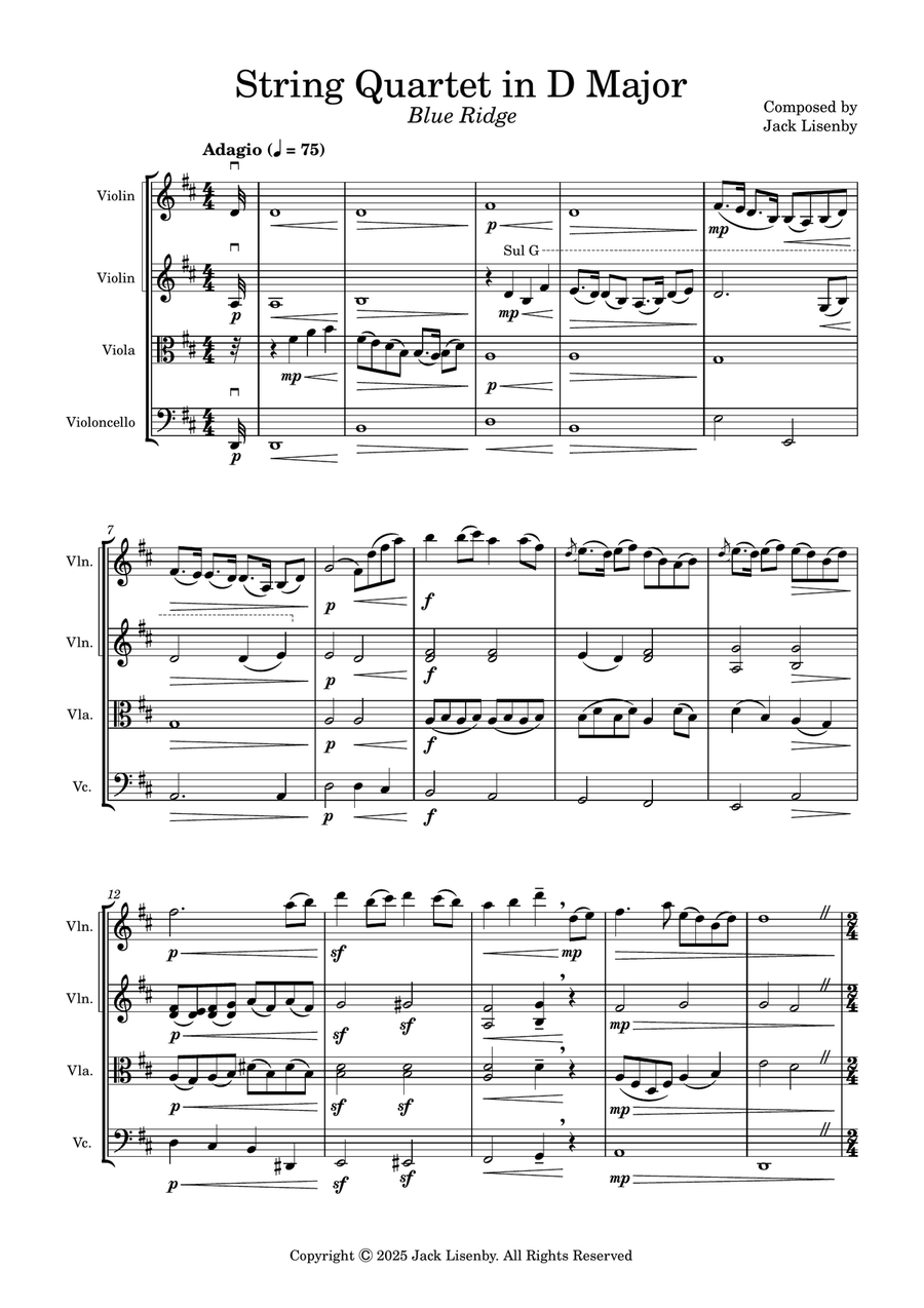 String Quartet in D Major 