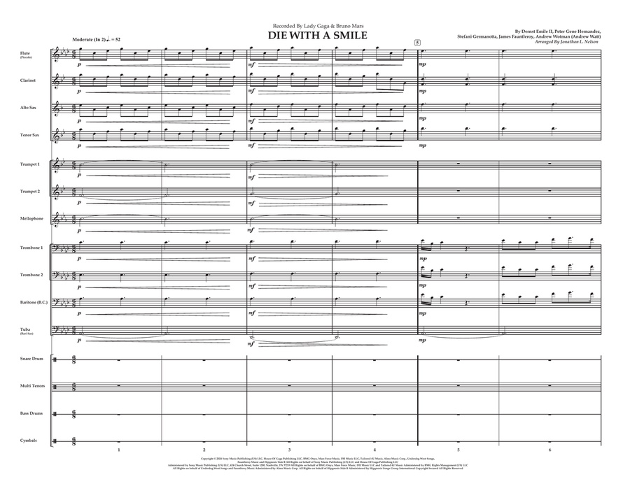 Die With A Smile Die With A Smile Marching Band scores gallery preview page 3