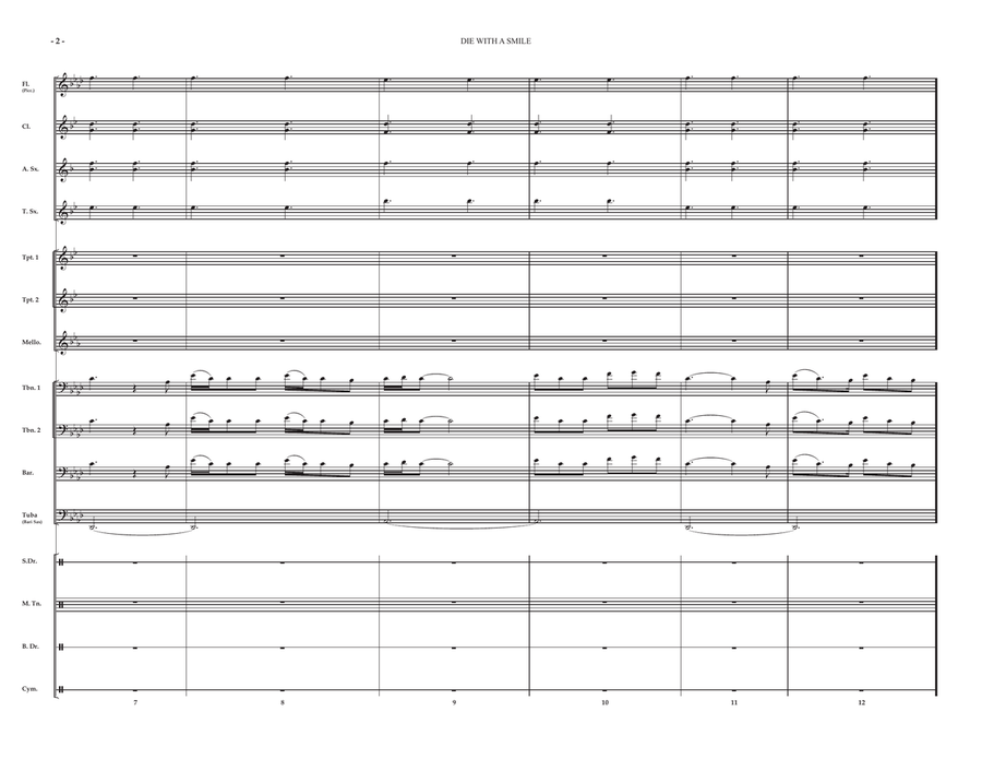 Die With A Smile Die With A Smile Marching Band scores gallery preview page 4