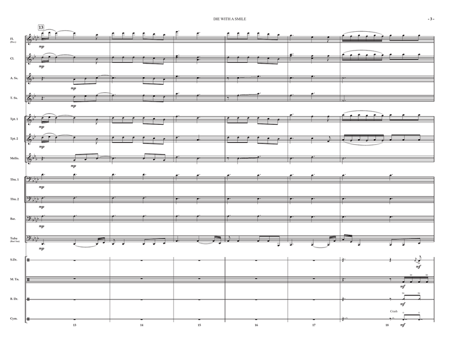 Die With A Smile Die With A Smile Marching Band scores gallery preview page 5