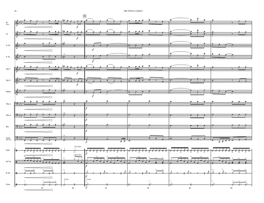 Die With A Smile Die With A Smile Marching Band scores gallery preview page 6