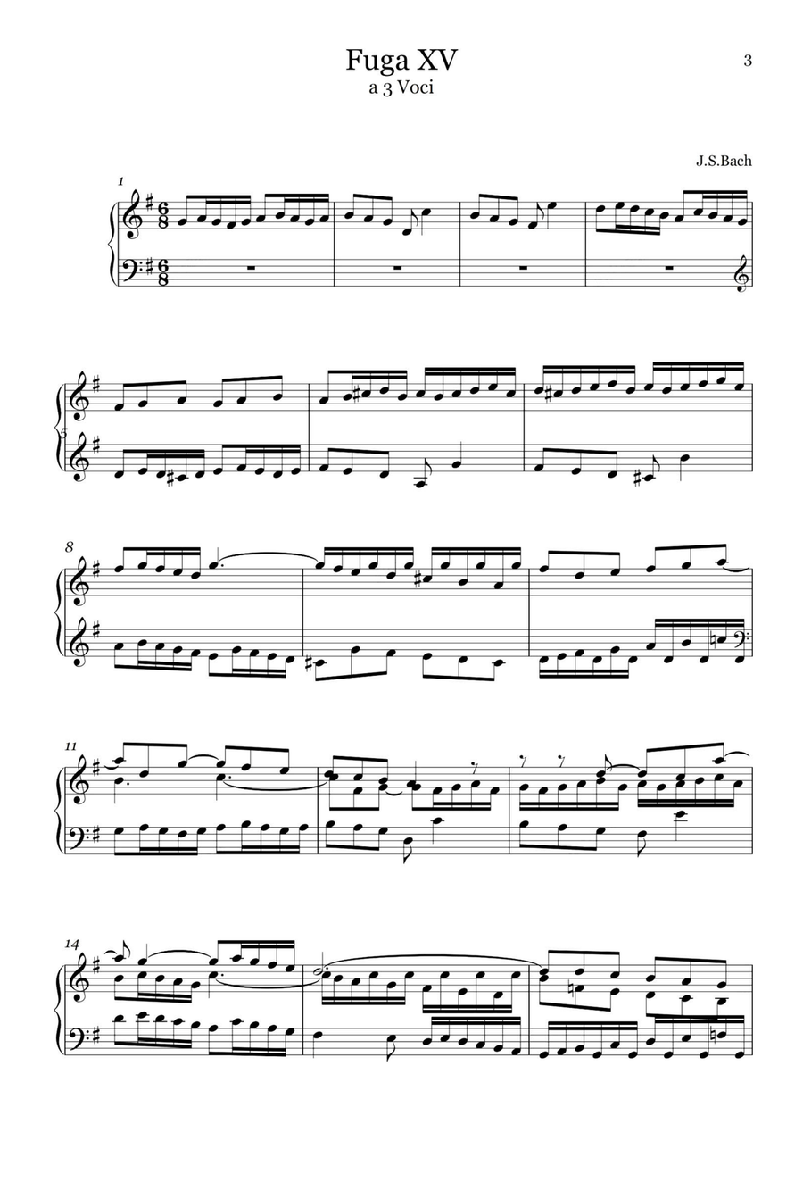 Preludio XV BWV860 - Johann Sebastian Bach Piano Solo scores gallery preview page 3