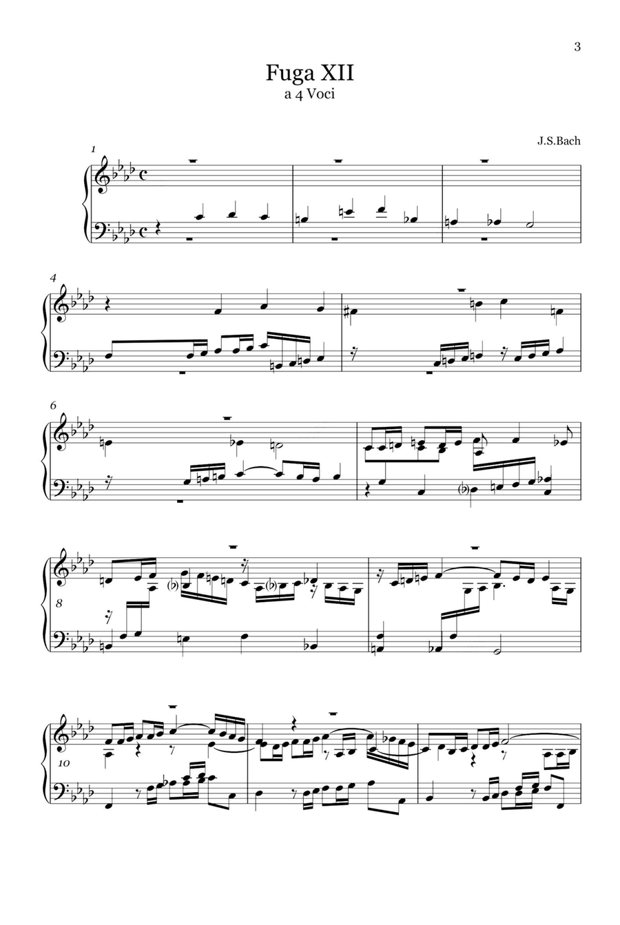 Preludio Ⅻ BWV857 - Johann Sebastian Bach Piano Solo scores gallery preview page 3